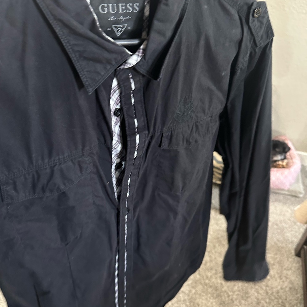 GUESS Black Long Sleeve Shirt L